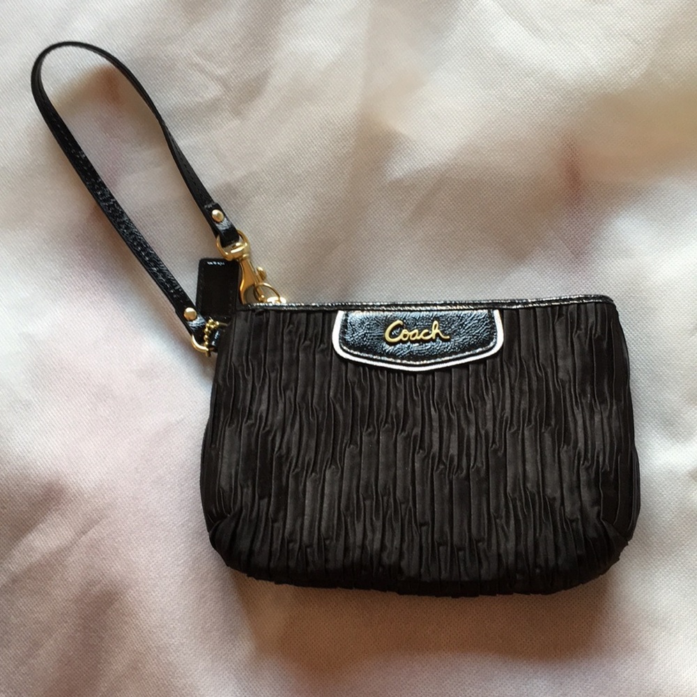 Black Coach Wristlet with Ruching